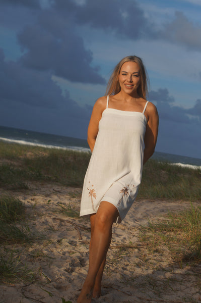 Palma linen minidress white
