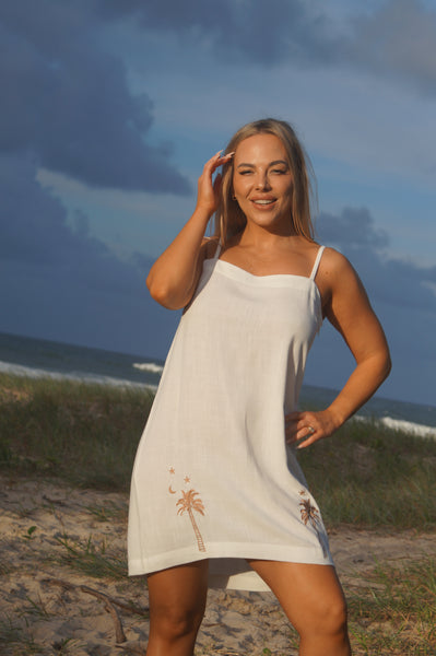 Palma linen minidress white
