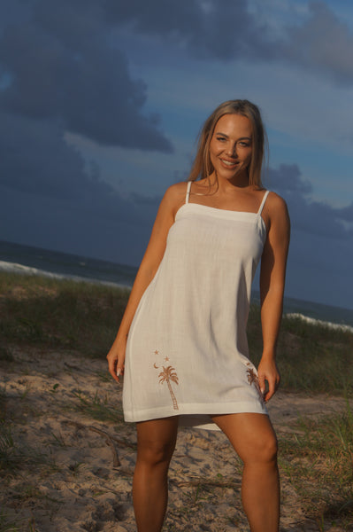 Palma linen minidress white