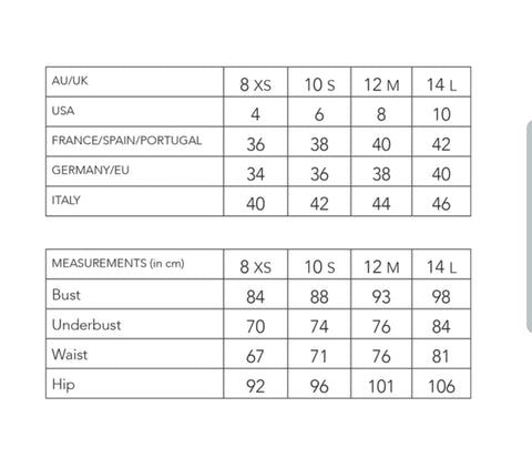 Size chart